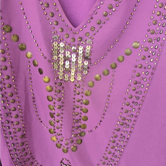 Maggie Barnes Womens Tunic Plus Sz 6X (38/40) Purple Blouse Studded Embellished - Picture 7 of 11